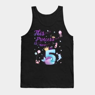 This Princess Is Now Five Years Old 5th Girl Cute Birthday Tank Top